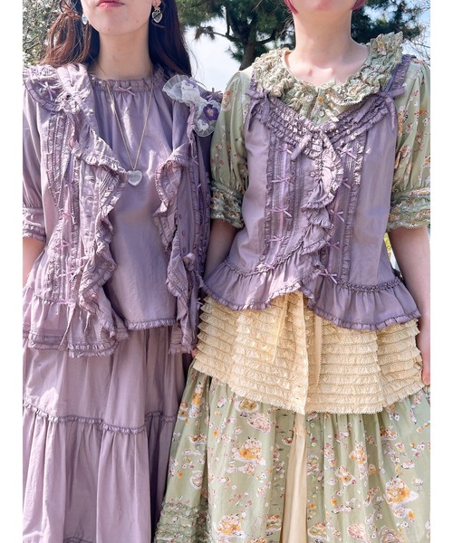 PINK HOUSE 小花とロゴ刺繍のかぶりブラウス PINK HOUSE（ピンクハウス） ブラウス シャツ ロゴ刺繍ブラウス