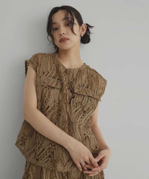 美品 Rossa インポートローサ レース メッシュ シアーベスト ジレ hellam ベスト ジレ 刺繍レース シアーベスト レディース