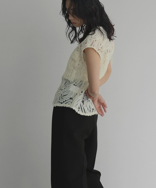 美品 Rossa インポートローサ レース メッシュ シアーベスト ジレ hellam ベスト ジレ 刺繍レース シアーベスト レディース