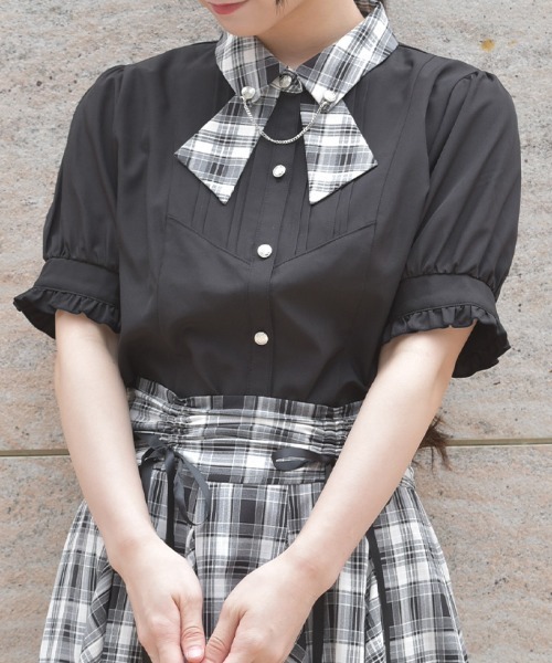 新品未使用タグ付き♪UNITED ARROWS♪つけ襟ブラウス定価20900円 AMBIDEX Store 〇ブロード・レースピンタックBIG襟ブラウス(F