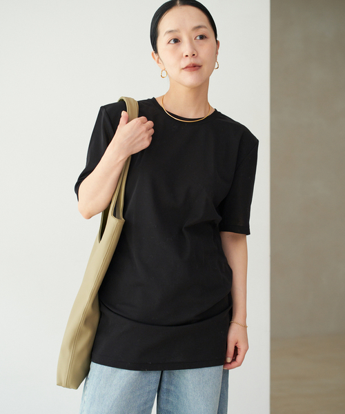plage SQUARE SHOULDER Tシャツ カラー ブラック 追加予約》SQUARE SHOULDER Tシャツ（Tシャツ／カットソー