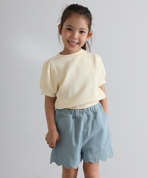 ニット セーター 「3-10才対応」接触冷感パフスリーブニットトップス キッズ 子供服 女の子 | BONJOUR SAGAN enfant