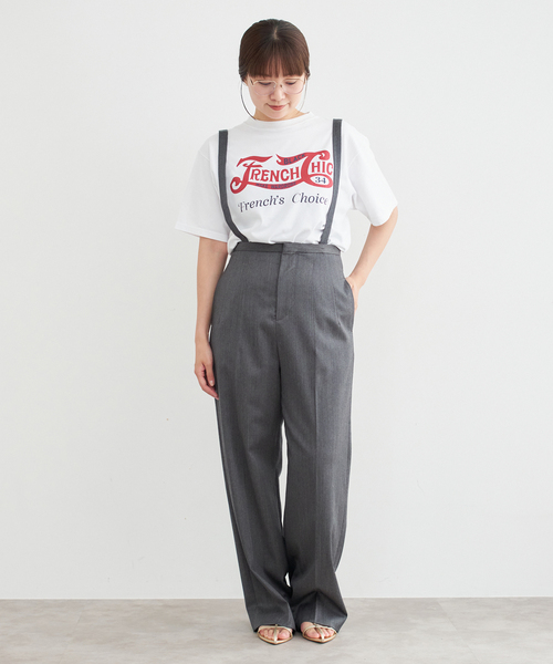 IENA スラックス パンツ サスペンダーパンツ レディース