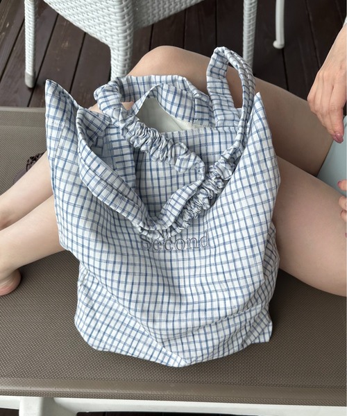lawgy（ラウジー） トートバッグ handle gather check tote bag