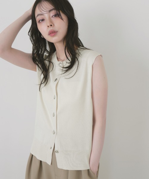 新品 Aimeine ボタンデザインニットベスト LIAN｜メタルボタンニットベスト | Rakuten Fashion(楽天