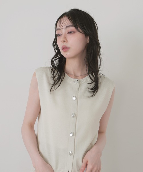 LIAN（リアン） ベスト ジレ ニュアンスメタルボタンニットベスト