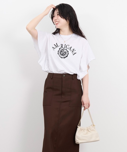 AMERICANA×MICA&DEAL ロゴフリルTシャツ 新品 AMERICANA（アメリカーナ） tシャツ 半袖 「AMERICANA×MICA＆DEAL