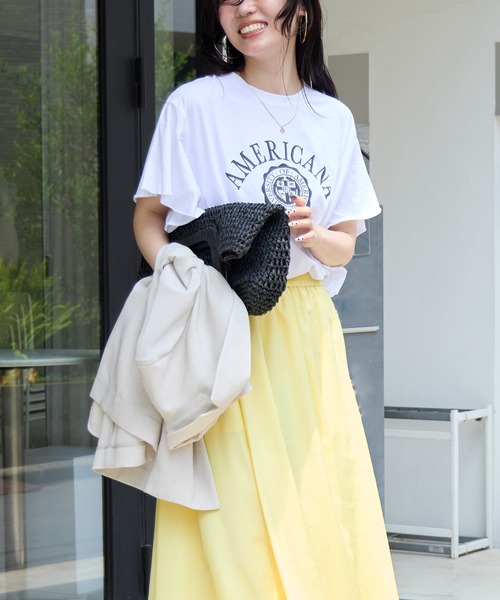 AMERICANA　mica and deal ロゴ フリルTシャツ スミクロ AMERICANA（アメリカーナ） tシャツ 「AMERICANA×MICA＆DEAL