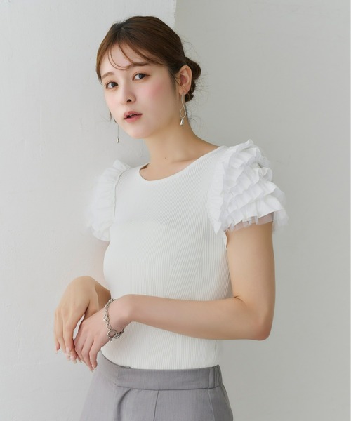 Olu.（オルドット） tシャツ 半袖 フリルスリーブサマーニット