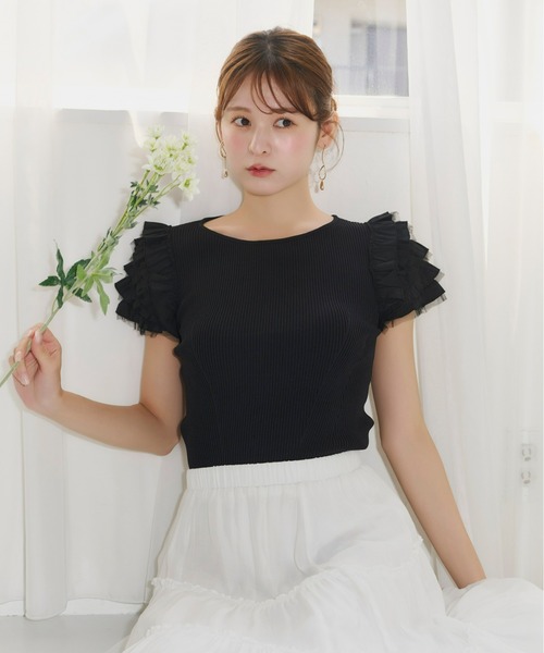 Olu.（オルドット） tシャツ 半袖 フリルスリーブサマーニット