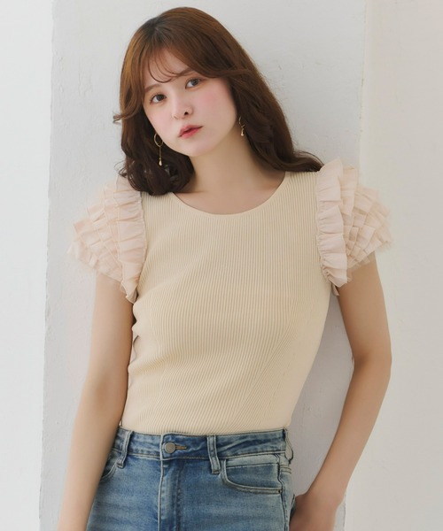 Olu.（オルドット） tシャツ 半袖 フリルスリーブサマーニット
