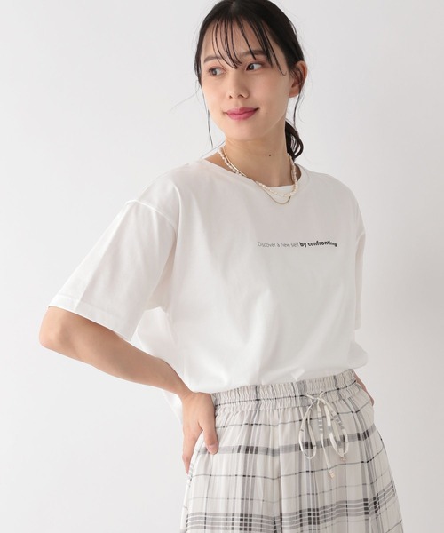 「GLOBAL WORK」 7分袖カットソー LARGE ベージュ レディース
