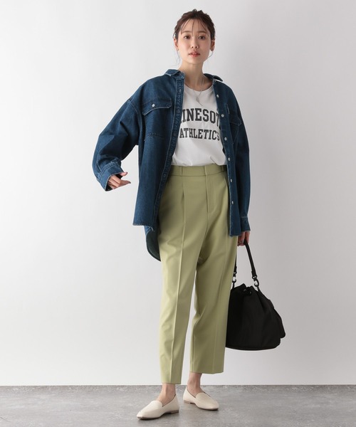 「GLOBAL WORK」 7分袖カットソー LARGE ベージュ レディース