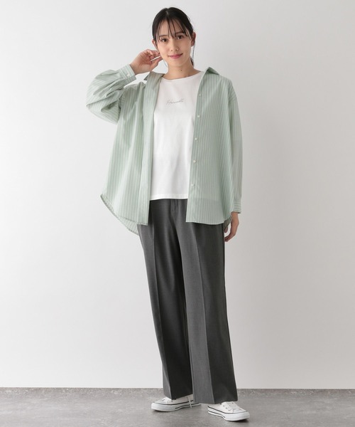 「GLOBAL WORK」 7分袖カットソー LARGE ベージュ レディース