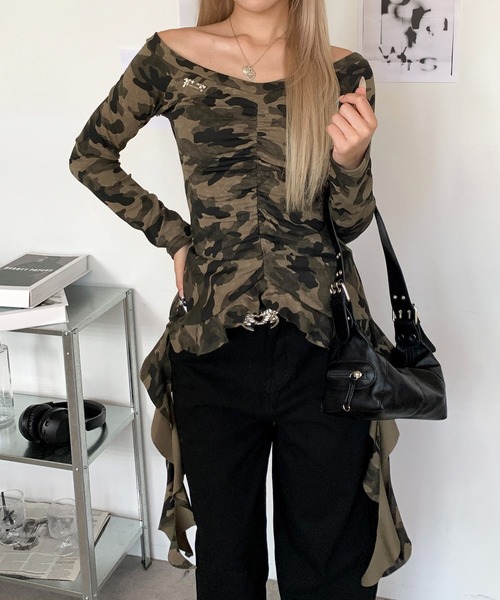 貴重　Reckless Scholars レイヤードtシャツ　迷彩　M ミニ裏毛総柄レイヤード風長袖Tシャツ | 西松屋オンラインストア