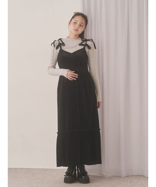 アシメribbonベロアワンピース　merry jenny メリージェニー　新品 merry jenny（メリージェニー） ワンピース アシメribbonベロア