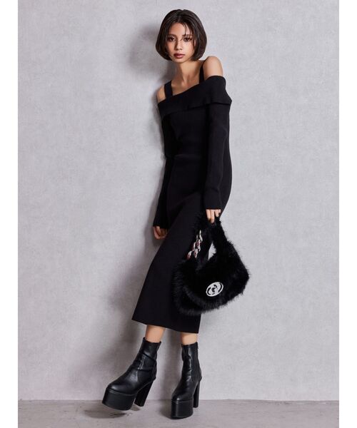 GYDA（ジェイダ） ハンドバッグ GDラインストーンバックルECO FUR BAG