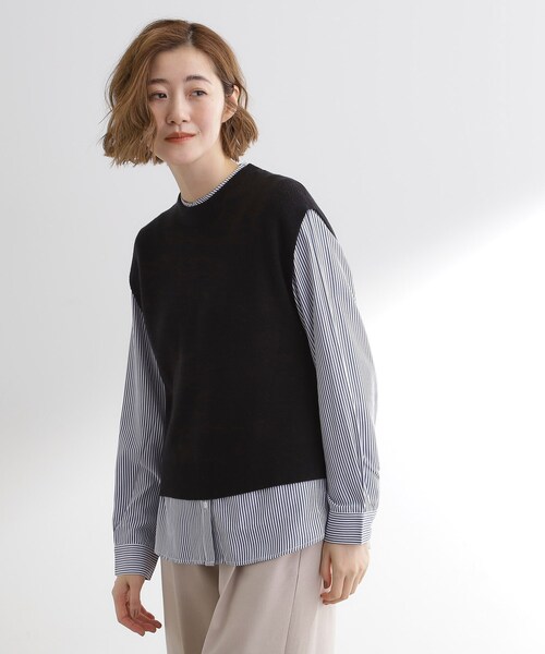 ブライスアウトフィット　シロクマニットベスト　シャツセット　グラフチェック grove（グローブ） ニットベスト×シャツセット レディース : ZOZOTOWN
