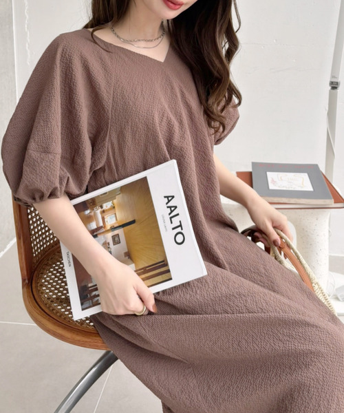 「Eclat one」 半袖ワンピース FREE オフホワイト レディース_画像7