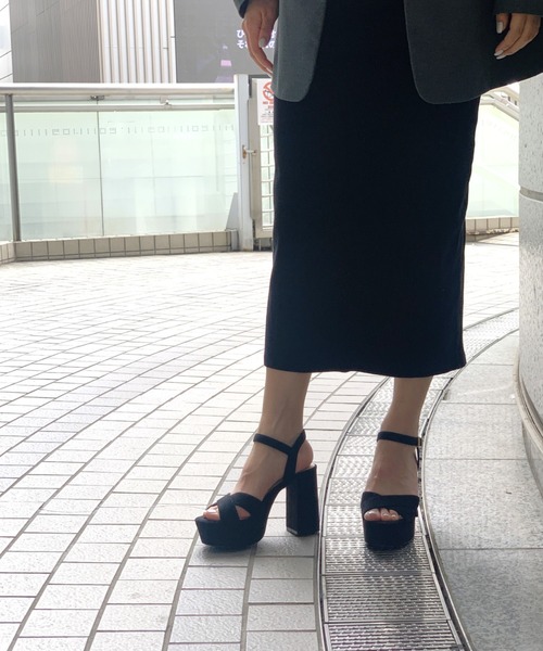 「R&E」 ヒールサンダル L ブラック レディース_画像9
