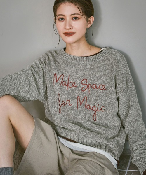 LAKOLE(ラコレ) ニット セーター モール刺繍ロゴニットプルオーバー LAKOLE(ラコレ) ニット セーター モール刺繍ロゴニットプルオーバー