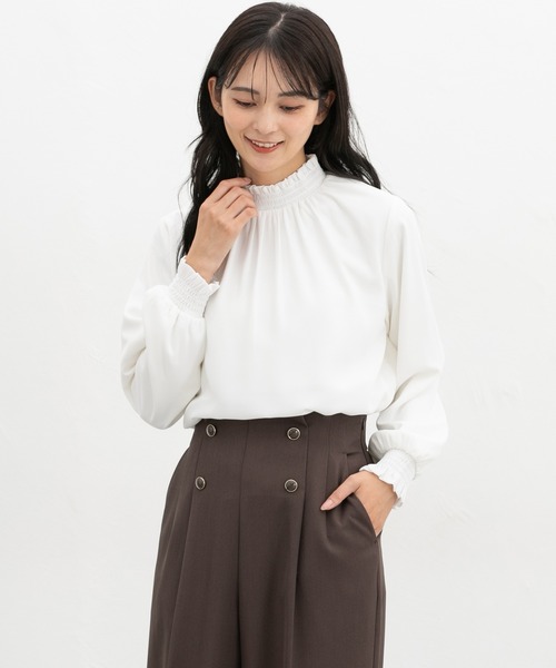 6 ハイネックブラウス♡ セール】 SHIPS any:〈手洗い可能〉ラメ フィルム ハイネック ブラウス