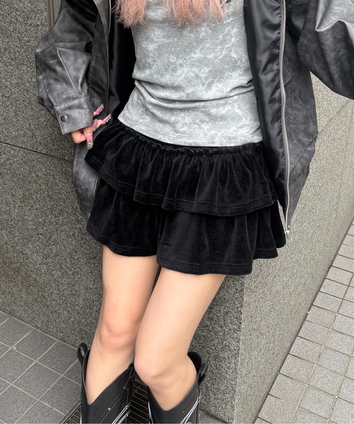 sedacle girl（セダクルガール） スカート ベロアフリルミニスカート