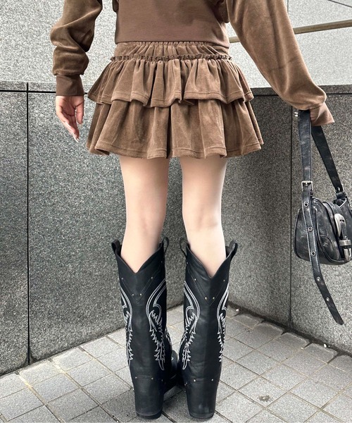 sedacle girl（セダクルガール） スカート ベロアフリルミニスカート