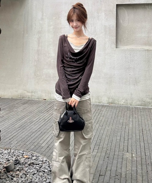 FUNdaysion tシャツ プリントレイヤード風トップス レディース