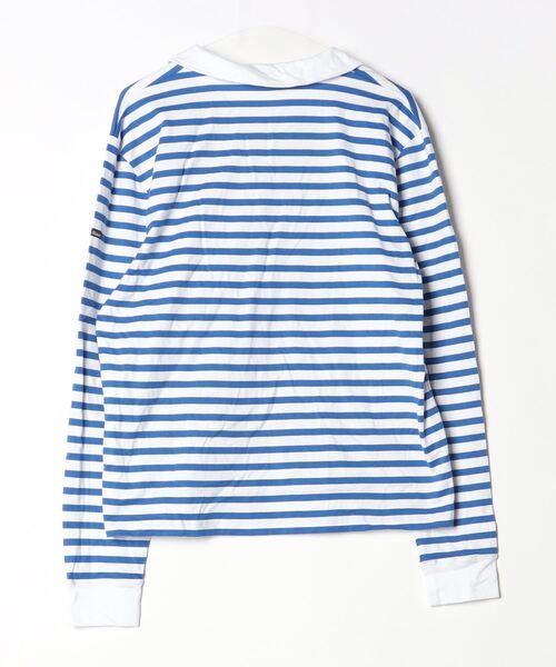 「Le Minor」 24SS コットン スキッパー ボーダー柄長袖ポロシャツ「TOMORROWLANDコラボ」 1 ブルー メンズ_画像2