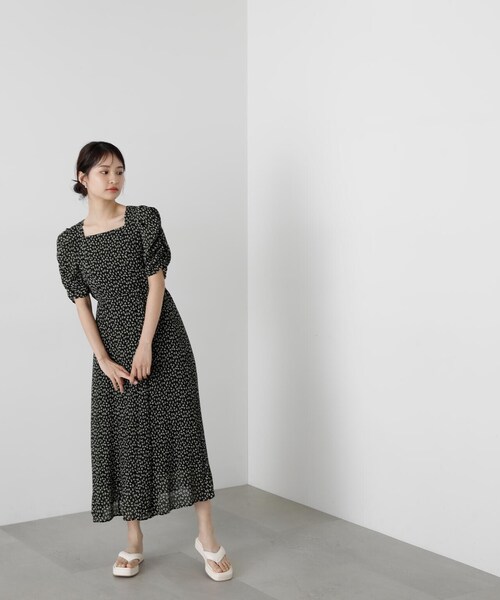 「N.（N. Natural Beauty Basic）」 半袖ワンピース MEDIUM ブラック系その他 レディースの画像