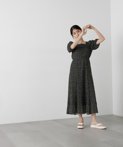 「N.（N. Natural Beauty Basic）」 半袖ワンピース MEDIUM ブラック系その他 レディースの画像