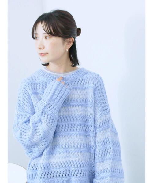 Samansa Mos2 blue（サマンサモスモスブルー） ニット セーター 透かし