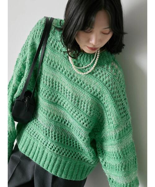 Samansa Mos2 blue（サマンサモスモスブルー） ニット セーター 透かし