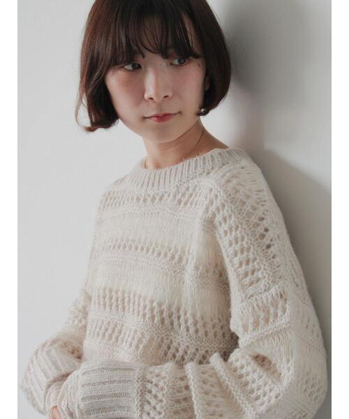 Samansa Mos2 blue（サマンサモスモスブルー） ニット セーター 透かし