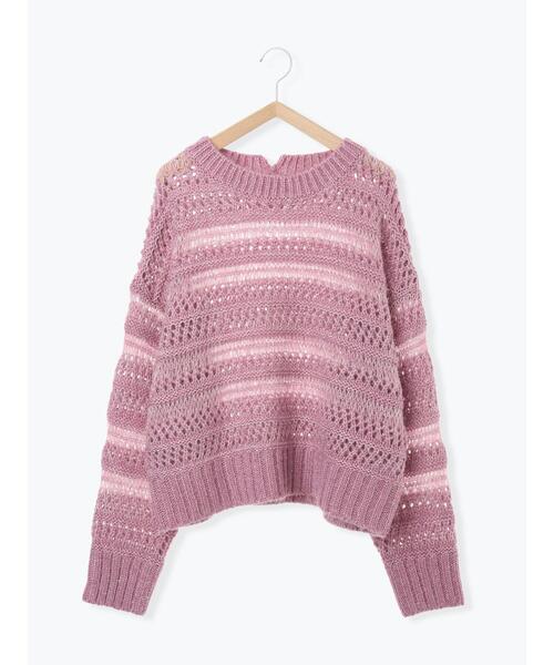 Samansa Mos2 blue（サマンサモスモスブルー） ニット セーター 透かし