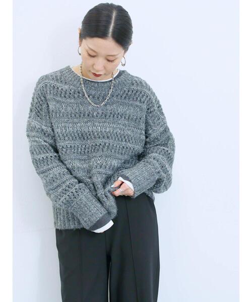 Samansa Mos2 blue（サマンサモスモスブルー） ニット セーター 透かし