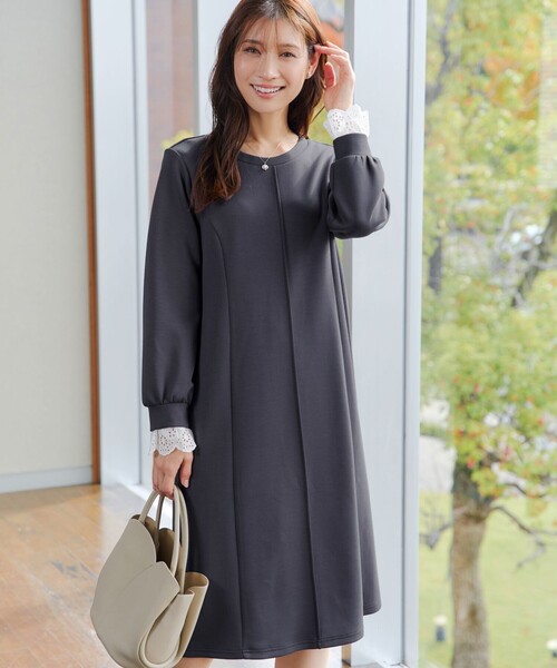 Tiaclasse ワンピース 「大きいサイズ」コットンレースドッキング