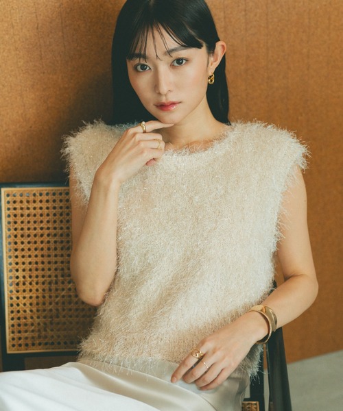 「VANNIE U」 ノースリーブニット FREE グレー レディース_画像3