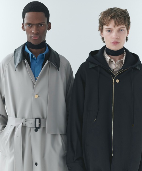 ステンカラーコート コート Wool Gabardine Asymmetrical Layered Balmacaan Coat メンズ レディースの画像