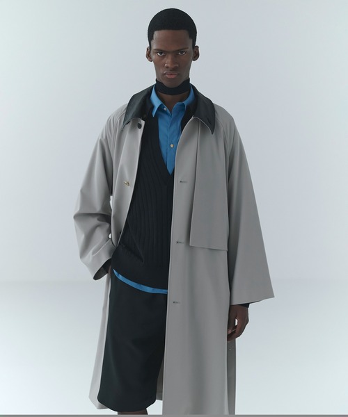 ステンカラーコート コート Wool Gabardine Asymmetrical Layered Balmacaan Coat メンズ レディースの画像