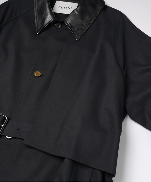 ステンカラーコート コート Wool Gabardine Asymmetrical Layered Balmacaan Coat メンズ レディースの画像