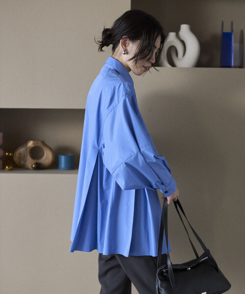 新品♡KBF＊バックボタンタックスリーブシャツ  ブルー ファインオックス ホンアイ ボタンダウン ロングスリーブシャツ | BLUE