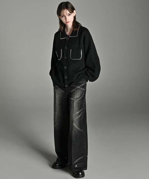 「ADRER」 ニットカーディガン S ブラック メンズ_画像3