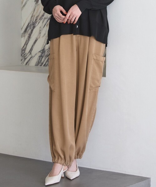 パンツ ガーメントツイル ワイドタック パンツ レディース