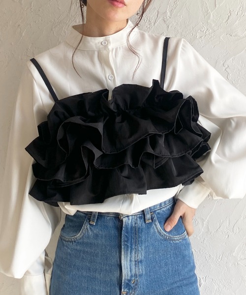 Bibiy.フリル付き黒キャミソール Bibiy. | BIBIY. 二〇二六夏 👡 #RIBBONMANIATANKTEE 5/22 12:00