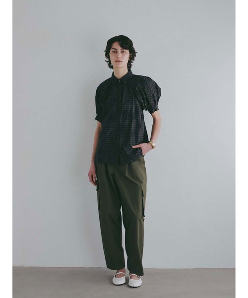 HER. ブラウス シャツ ショルダータックチェックブラウス レディース