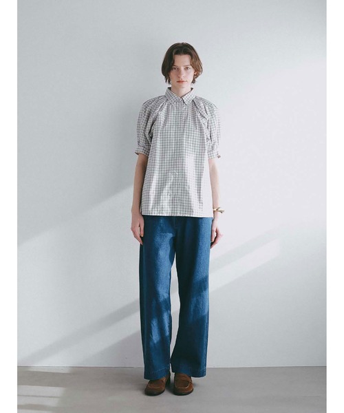 HER. ブラウス シャツ ショルダータックチェックブラウス レディース