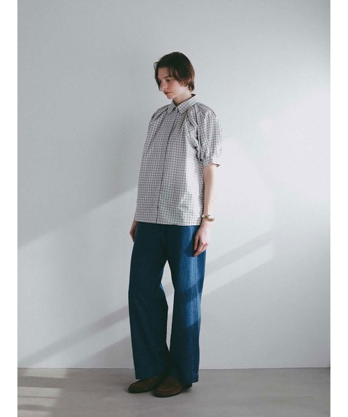 HER. ブラウス シャツ ショルダータックチェックブラウス レディース