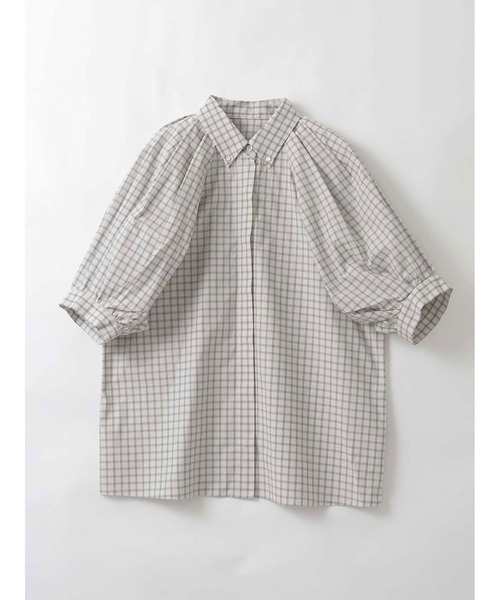 HER. ブラウス シャツ ショルダータックチェックブラウス レディース